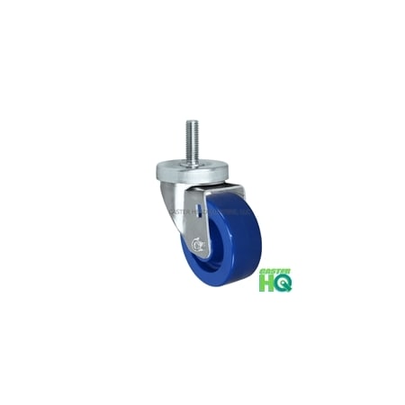 Casterhq 3" Threaded Stem Caster, Swivel Caster W/ Blue Solid Polyurethane W 24CS314SPU83L-43